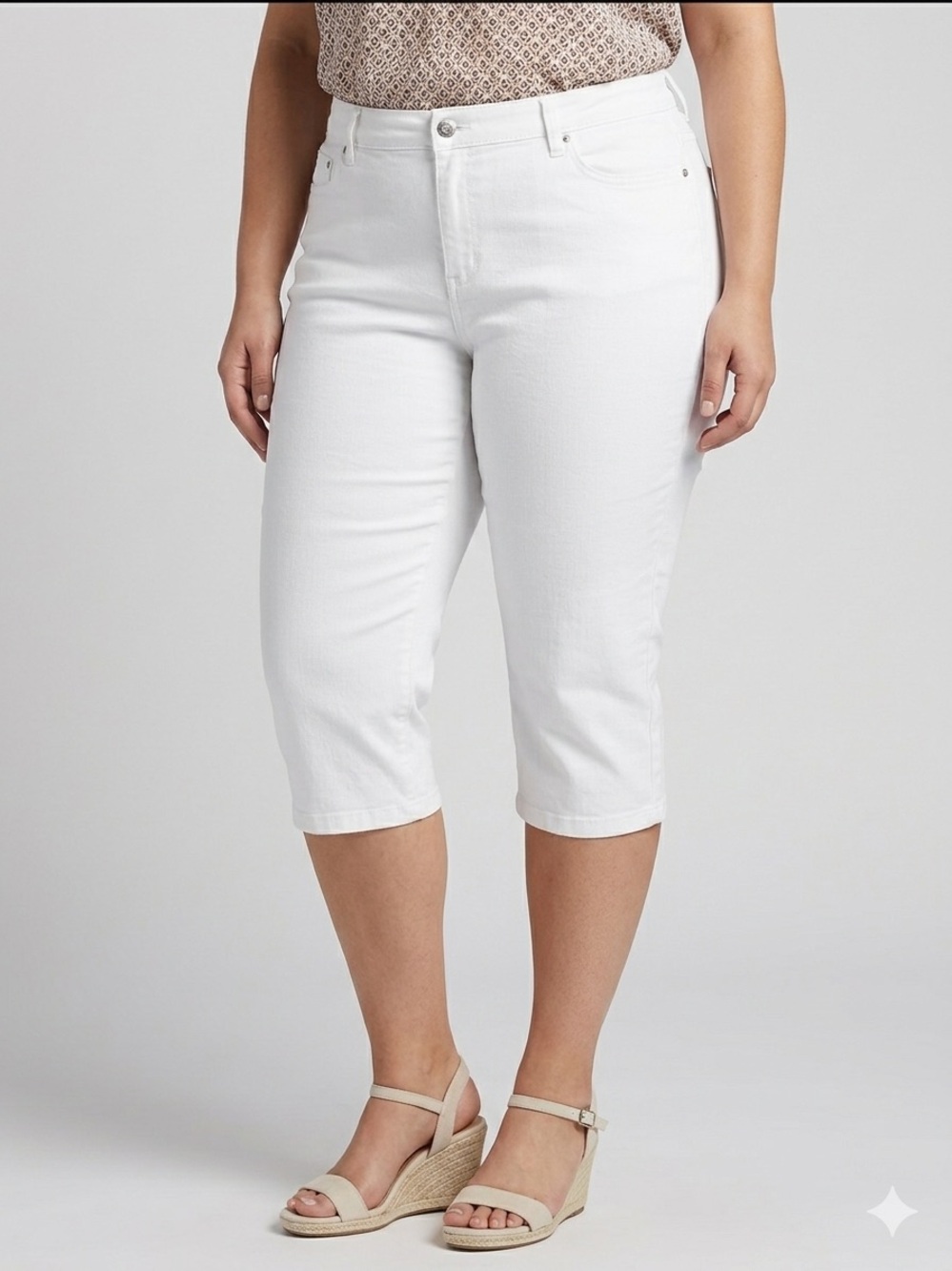 😍SHOW SPECIAL MY STYLE White Denim Stretch Capri size 16